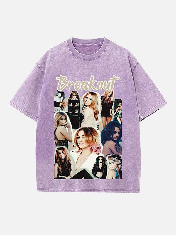 Miley Cyrus Print Round Neck T-shirt