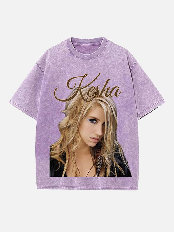 Kesha Print Round Neck T-shirt