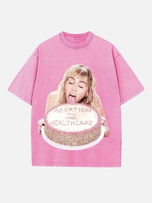 Miley Cyrus Print Round Neck T-shirt