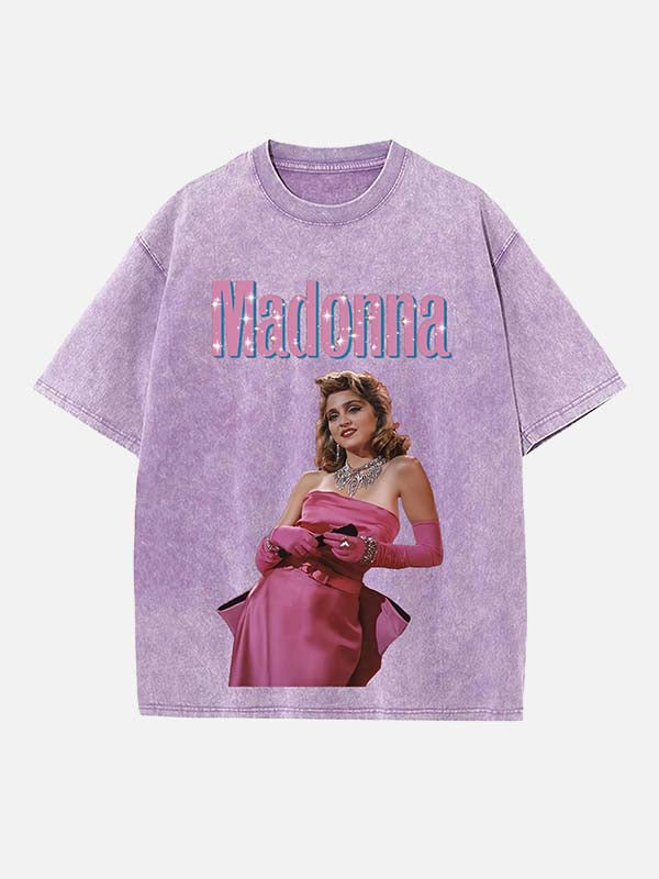 Madonna Print Round Neck T-shirt