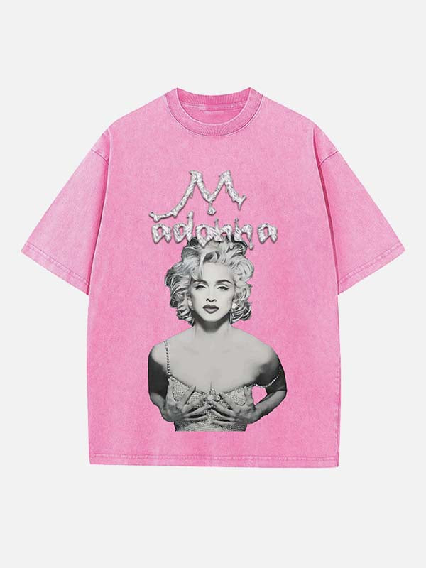 Madonna Print Round Neck T-shirt