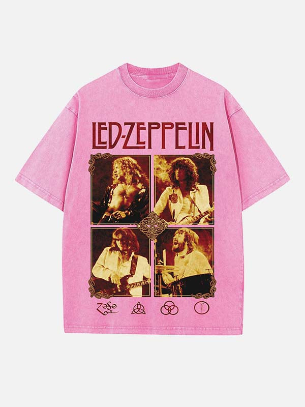 Led Zeppelin Print Round Neck T-shirt