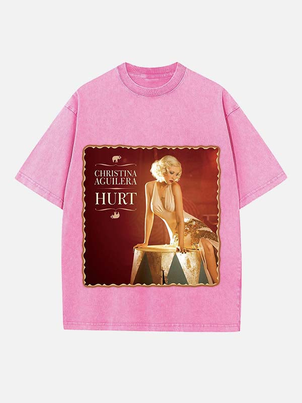 Christina Aguilera Print Round Neck T-shirt