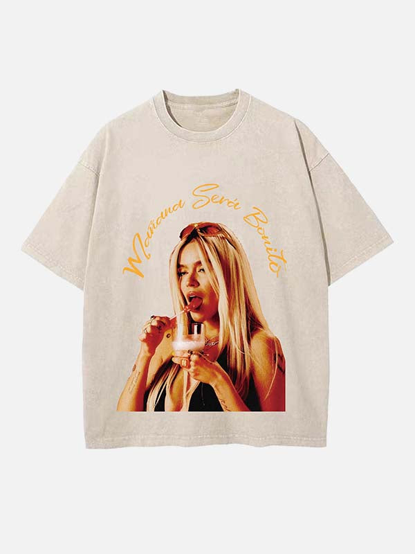 Karol G Print Round Neck T-shirt