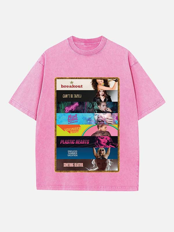 Miley Cyrus Print Round Neck T-shirt