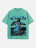 Rihanna Print Round Neck T-shirt