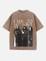 Lady Gaga Print Round Neck T-shirt