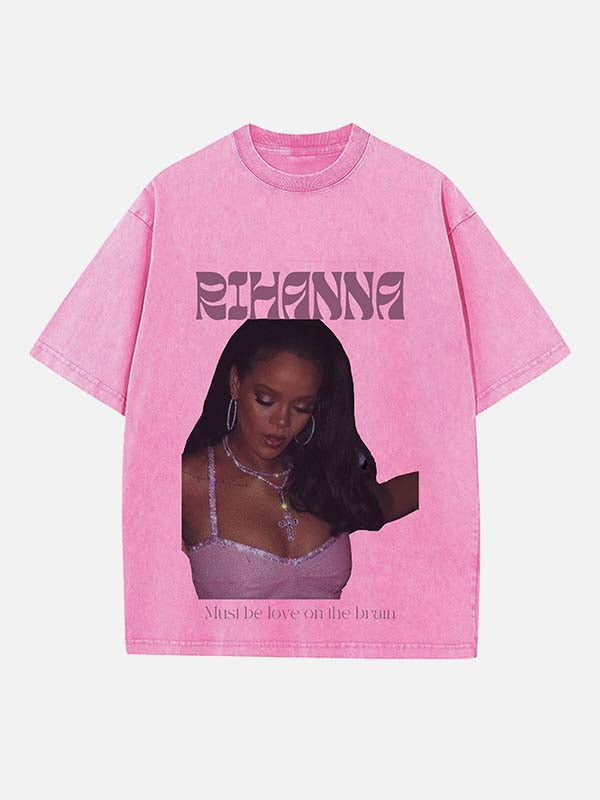 Rihanna Print Round Neck T-shirt