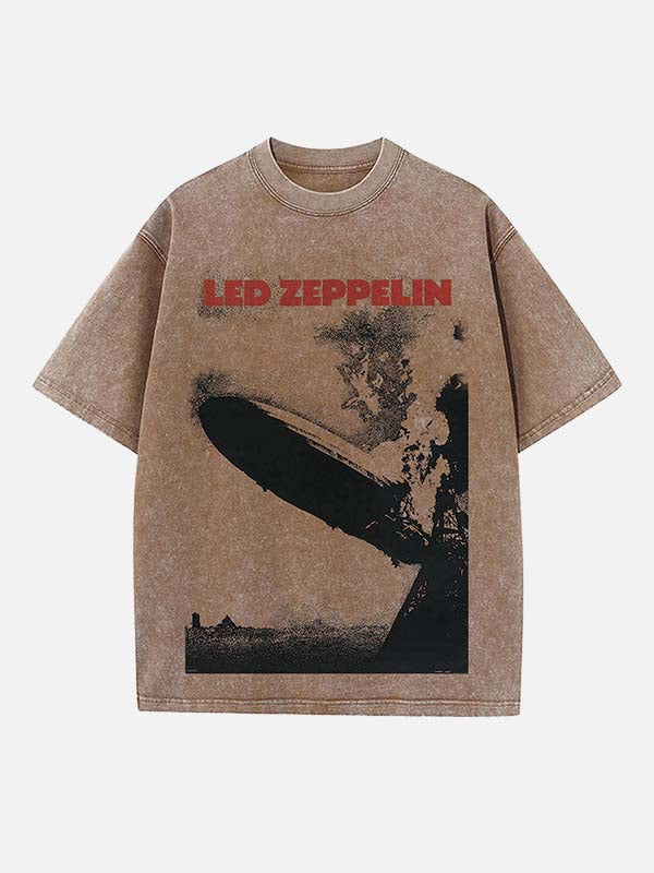 Led Zeppelin Print Round Neck T-shirt
