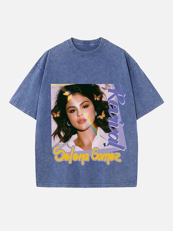 Selena Gomez Print Round Neck T-shirt