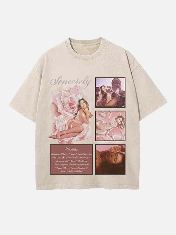 Kali Uchis Print Round Neck T-shirt