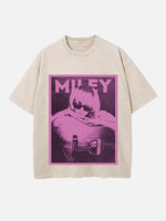 Miley Cyrus Print Round Neck T-shirt