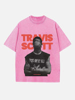 Travis Scott Print Round Neck T-shirt