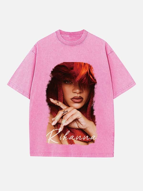 Rihanna Print Round Neck T-shirt