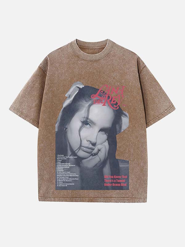 Lana Del Rey Print Round Neck T-shirt