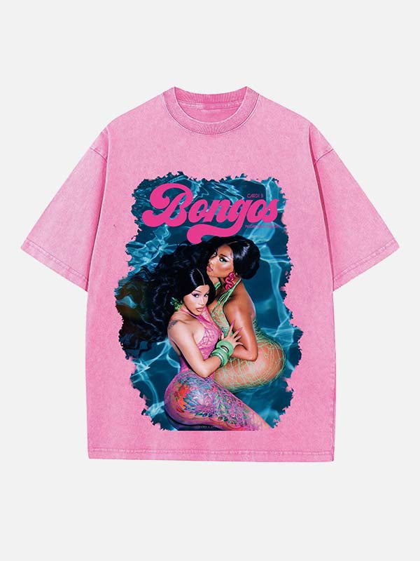 Cardi B Print Round Neck T-shirt