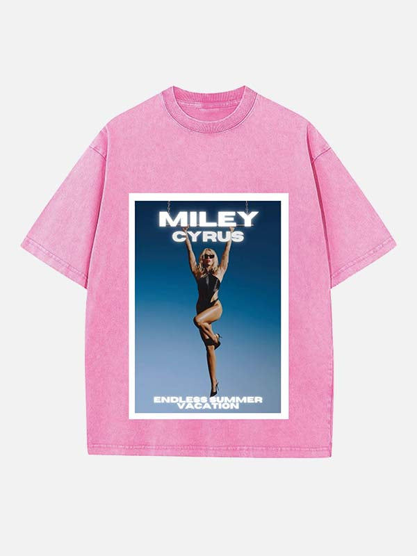 Miley Cyrus Print Round Neck T-shirt