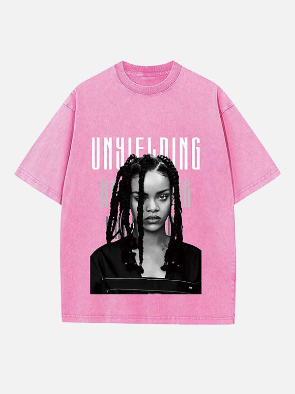 Rihanna Print Round Neck T-shirt