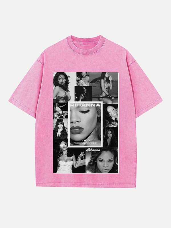 Rihanna Print Round Neck T-shirt
