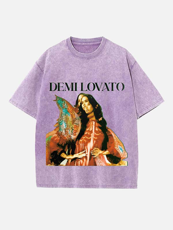 Demi Lovato Print Round Neck T-shirt