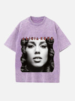 Alicia Keys Print Round Neck T-shirt