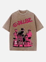Gorillaz Print Round Neck T-shirt