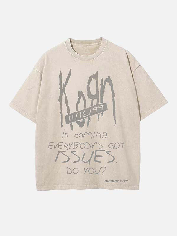 Korn Print Round Neck T-shirt