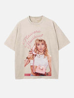 Miley Cyrus Print Round Neck T-shirt