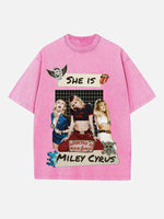 Miley Cyrus Print Round Neck T-shirt