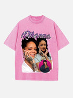 Rihanna Print Round Neck T-shirt