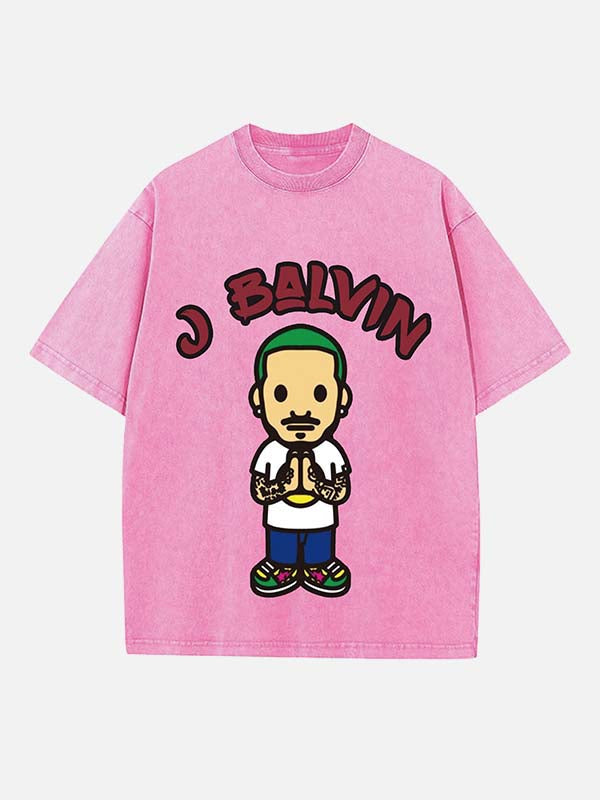 J Balvin Print Round Neck T-shirt