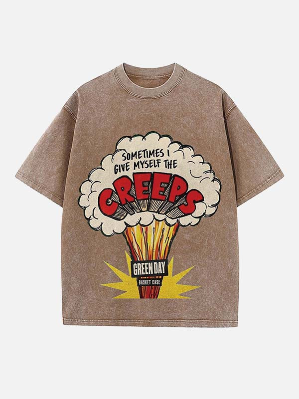 Green Day Print Round Neck T-shirt