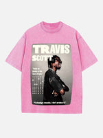 Travis Scott Print Round Neck T-shirt