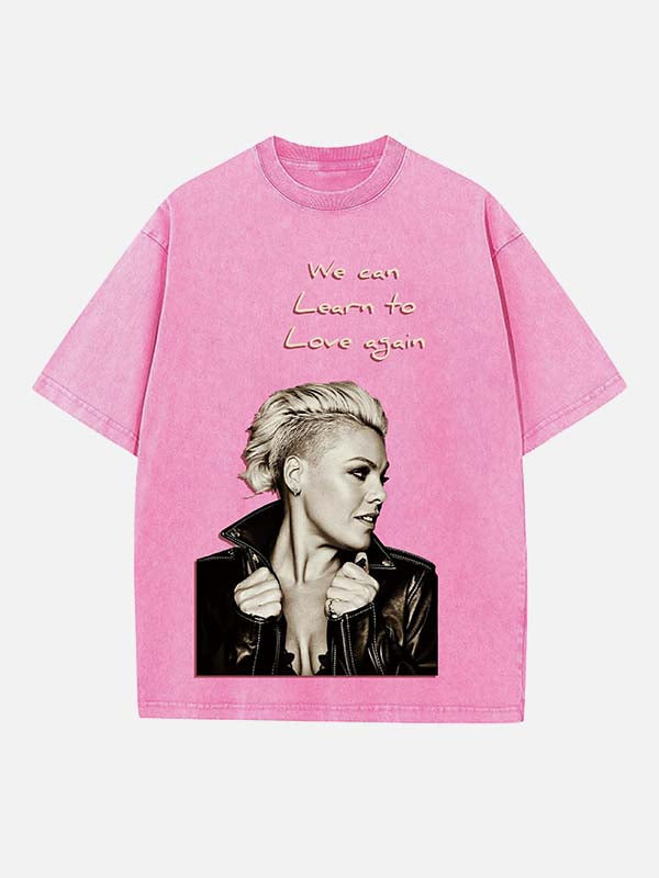 P!nk Print Round Neck T-shirt