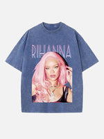 Rihanna Print Round Neck T-shirt