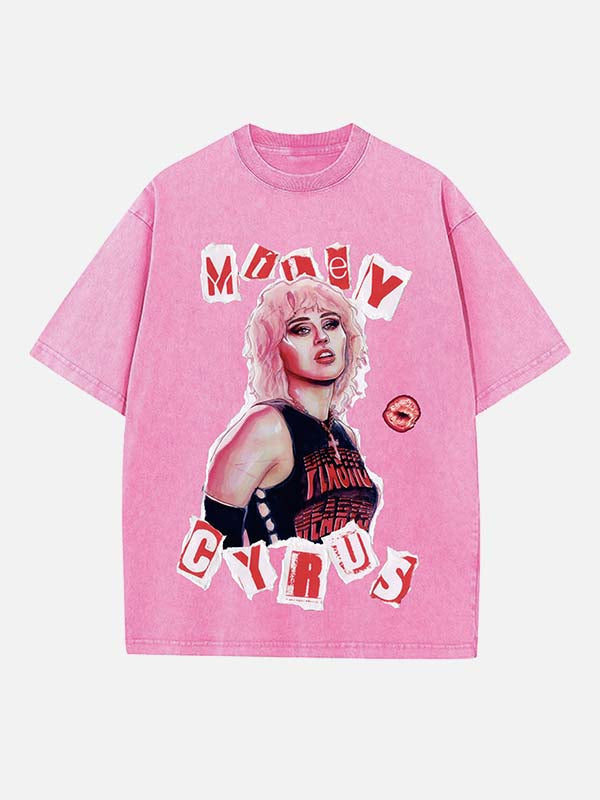 Miley Cyrus Print Round Neck T-shirt