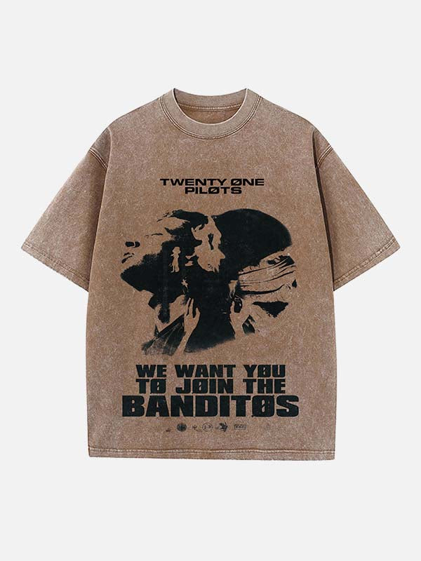 Twenty One Pilots Print Round Neck T-shirt