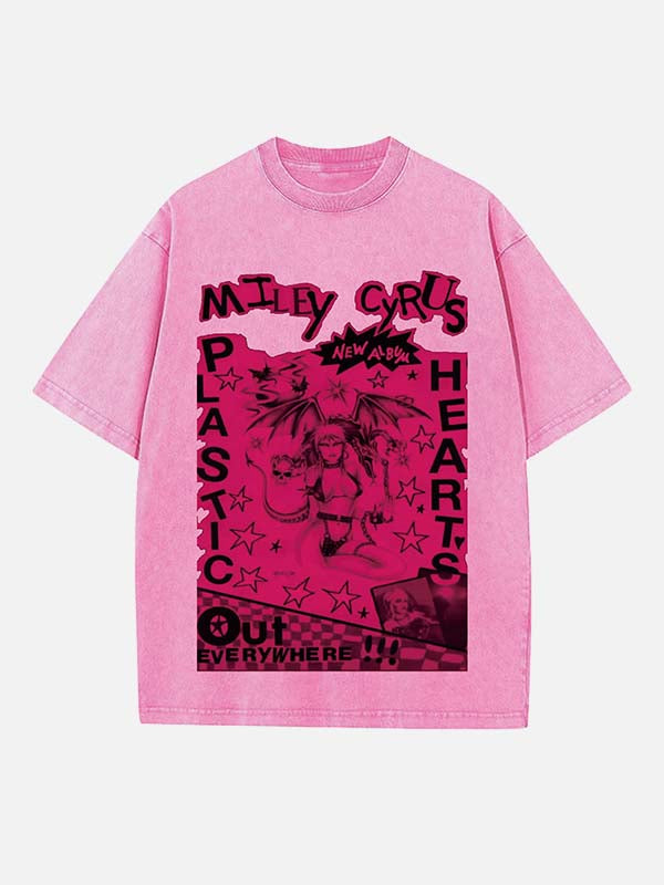 Miley Cyrus Print Round Neck T-shirt