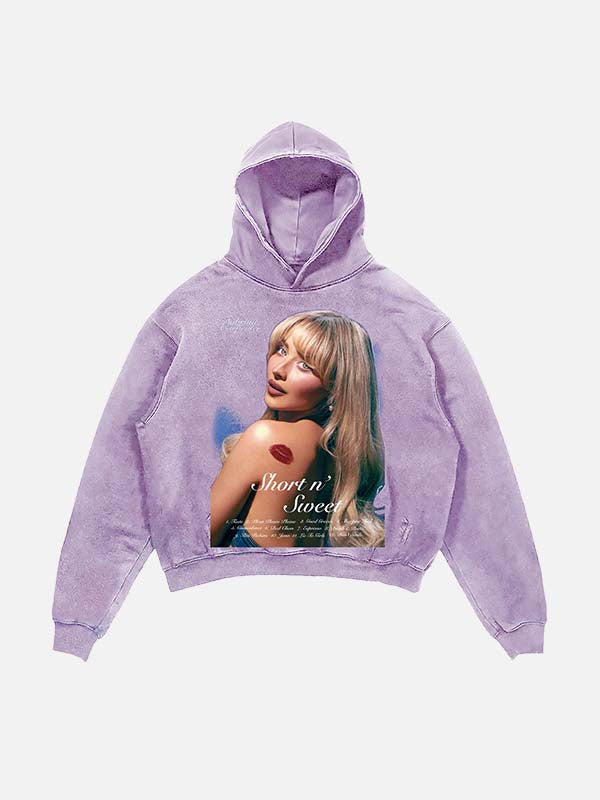 Sabrina Carpenter Print Slant Pockets Hoodie