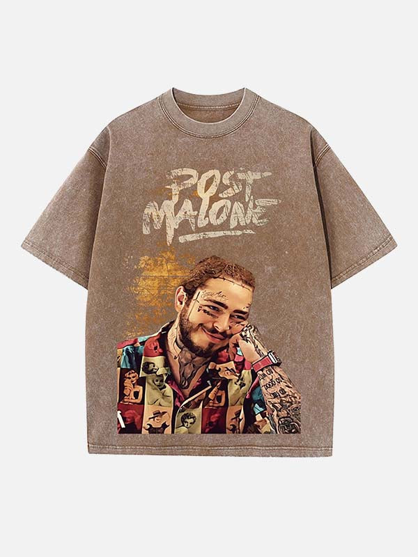 Post Malone Print Round Neck T-shirt