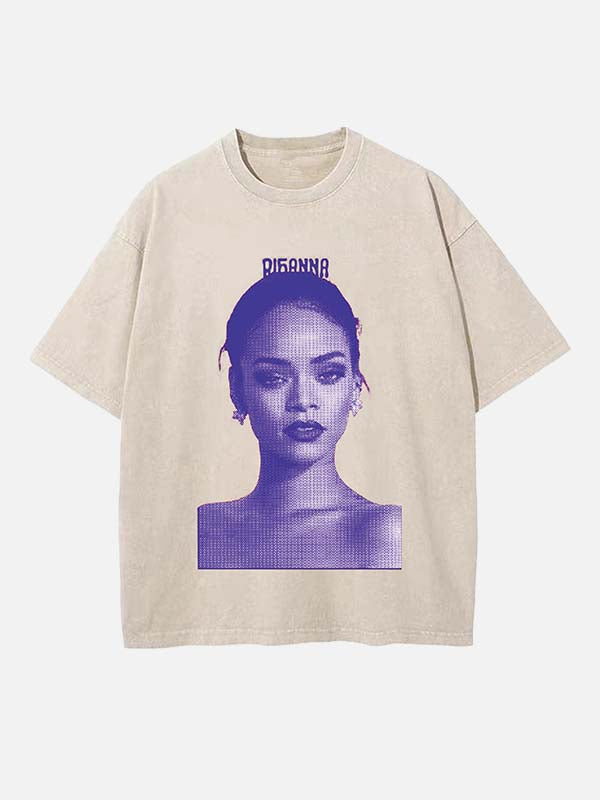 Rihanna Print Round Neck T-shirt