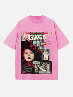 Lady Gaga Print Round Neck T-shirt