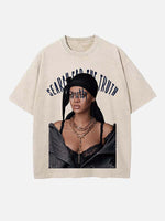 Rihanna Print Round Neck T-shirt