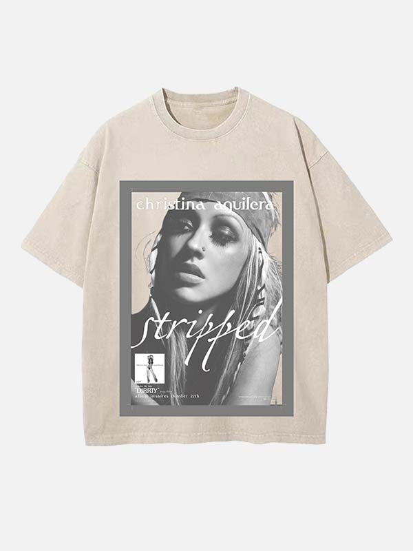 Christina Aguilera Print Round Neck T-shirt