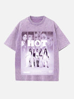 LE SSERAFIM Print Round Neck T-shirt