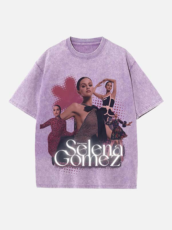 Selena Gomez Print Round Neck T-shirt