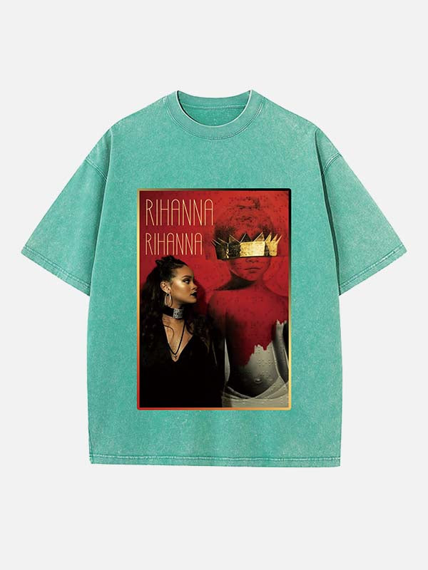 Rihanna Print Round Neck T-shirt