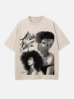 Alicia Keys Print Round Neck T-shirt