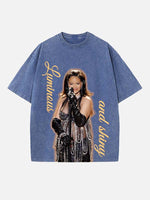 Rihanna Print Round Neck T-shirt