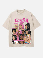 Cardi B Print Round Neck T-shirt